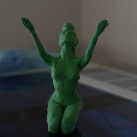 3D‑Printed Kneeling Green Arcane Sorceress