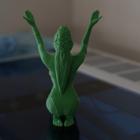3D‑Printed Kneeling Green Arcane Sorceress (back)