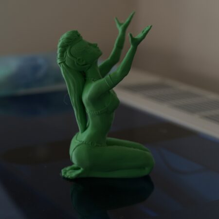 3D‑Printed Kneeling Green Arcane Sorceress (right)