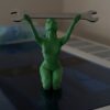 3D‑Printed Kneeling Green Arcane Sorceress with wrench