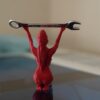 3D‑Printed Kneeling Red Arcane Sorceress (rear)