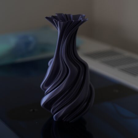 3D‑Printed Violet Helix Twist Vase