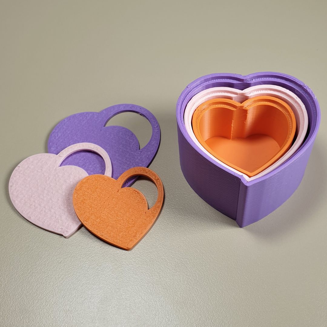 Scatole a cuore impilabili stampate in 3D