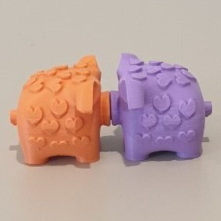 Stampato in 3D - Duo di maialini “bacio” di San Valentino